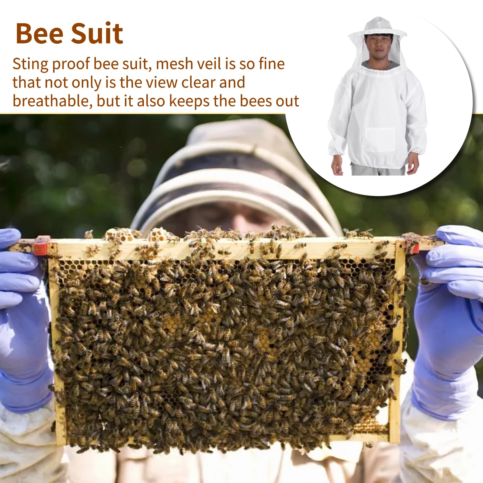 Bee Suit, Bee Keeper Suit for Men Sting Proof Professional Beekeeping Protective Jacket Bee Suits for Men Women Bee Outfit for Backyard and Bee Beekeeper Equipment