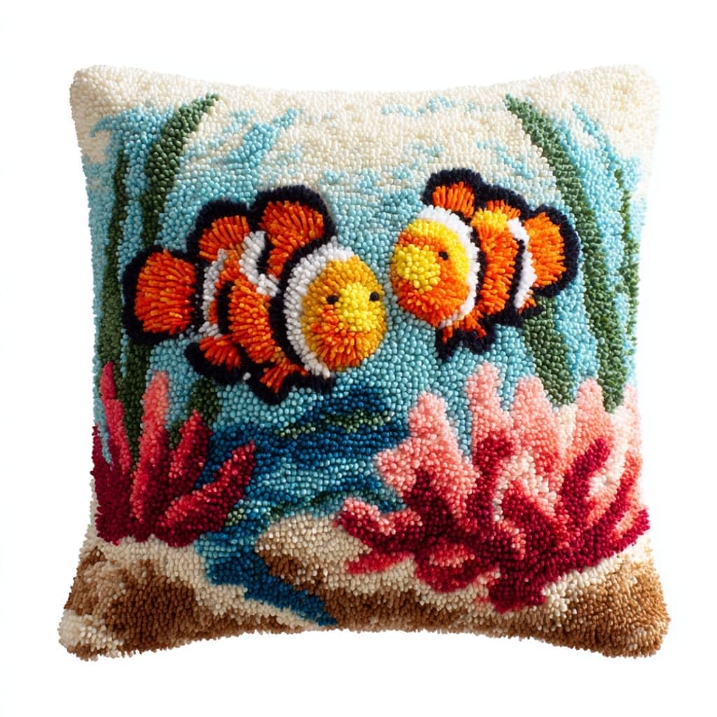 WallustrioaW DIY Latch Hook Pillow Kit,Trees Pillowcase Kits Embroidery Kits 17X17 Inch DIY Needlework Pillow Cover Sofa Cushion Rug Making