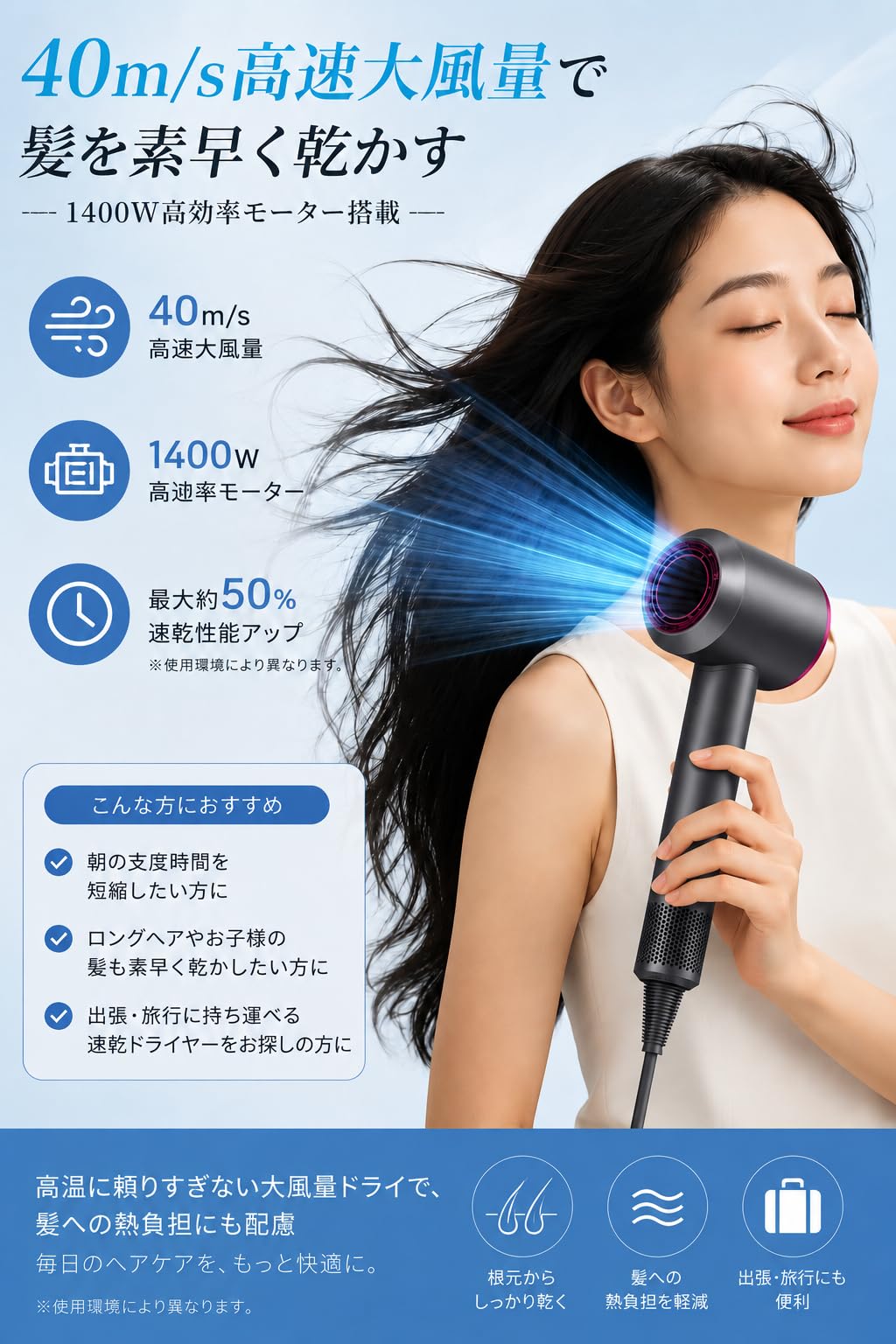 Amazon | ドライヤー 大風量 【サロン級美髪ケア・AI温度センサー搭載