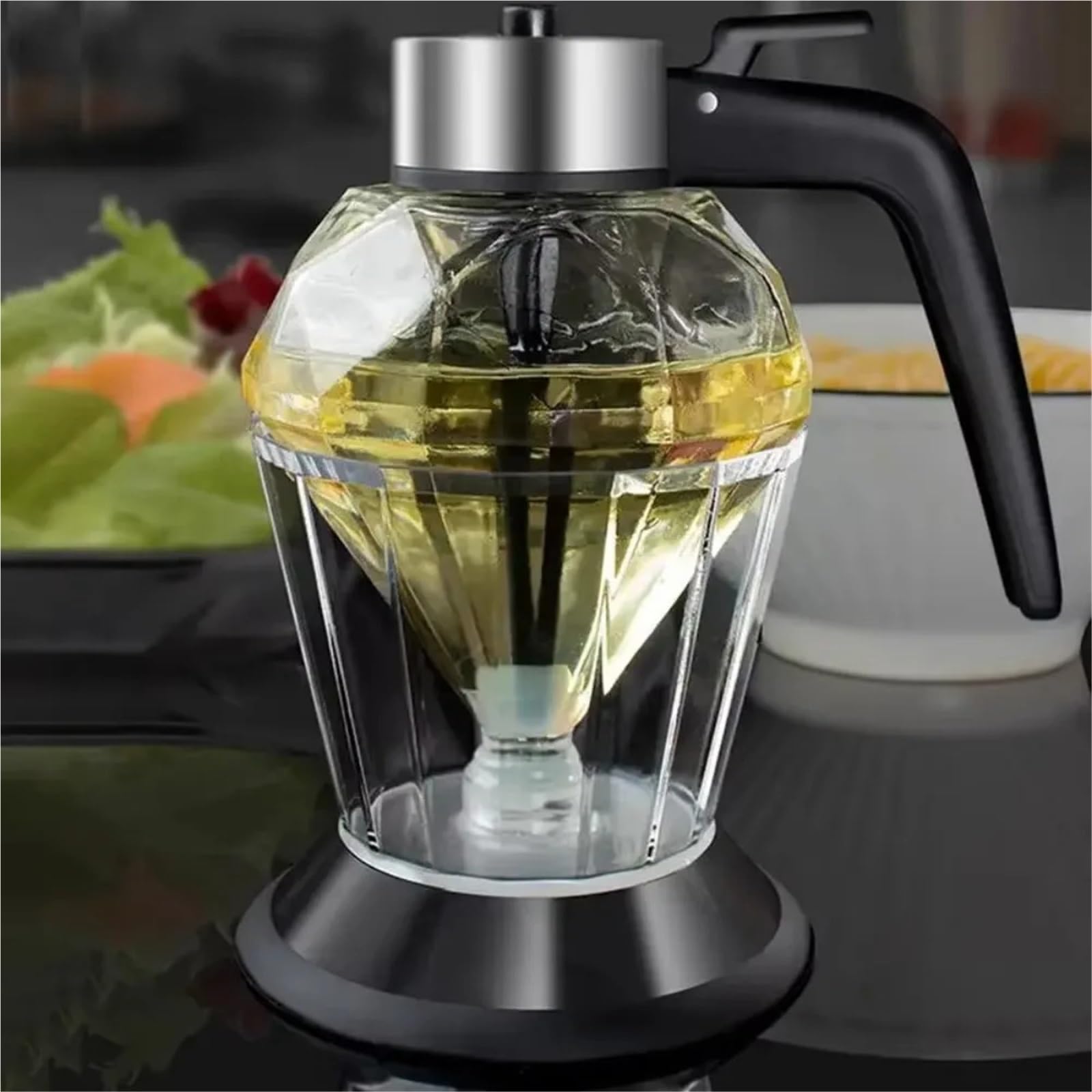 Honigspender Diamantförmiger Honigspender aus Glas, 200 ml, doppelschichtiger Öltropfer, transparent, mit Ständer for Essig und Saucen-Muffins