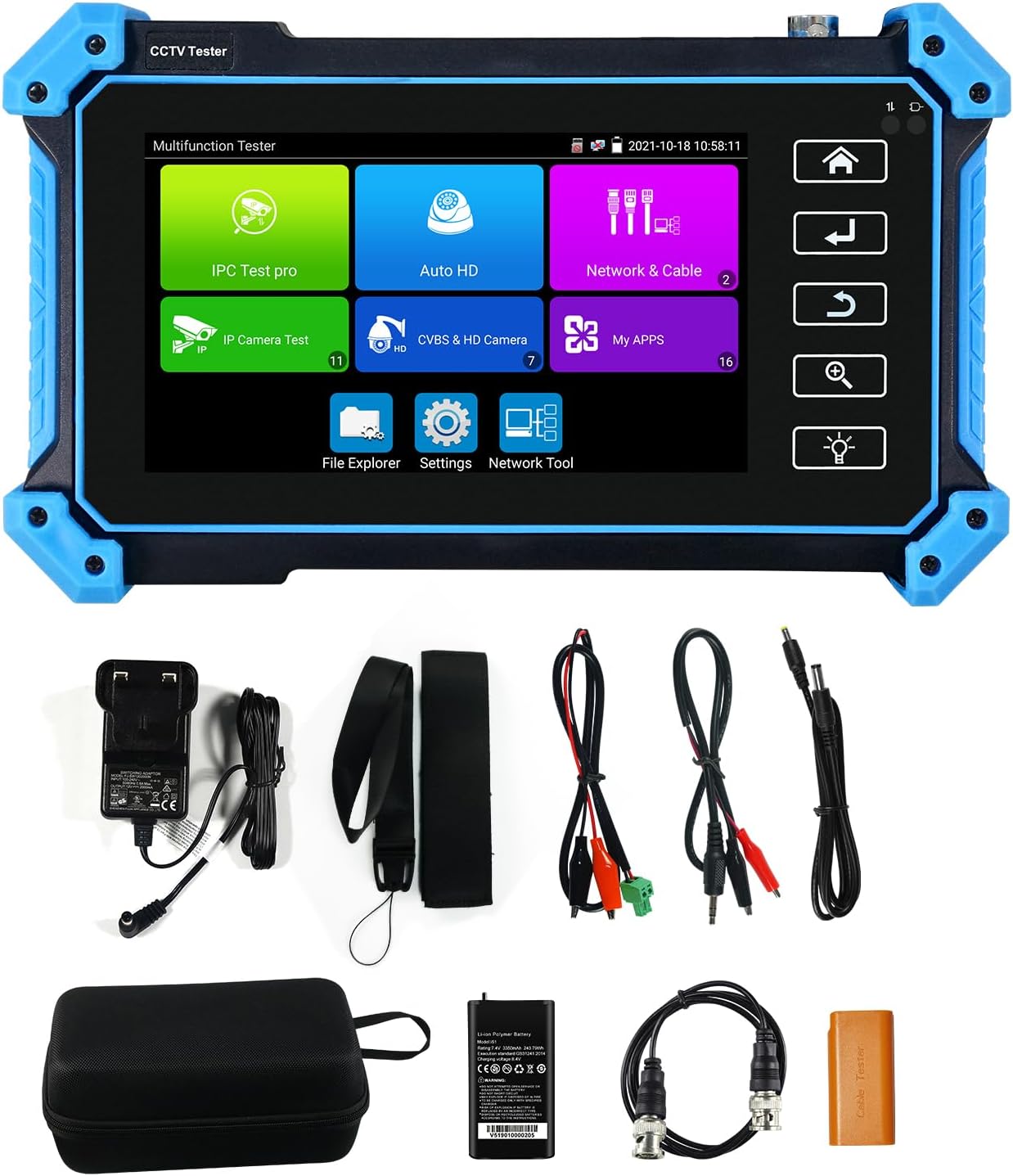 IP Camera Tester with PoE, CCTV Camera Tester 4K H.265 CVI TVI AHD Analog Camera Tester 5.4inch Touchscreen RJ45 Cable TDR Tester RS485 HDMI in VGA in (IPC-5100 Plus)