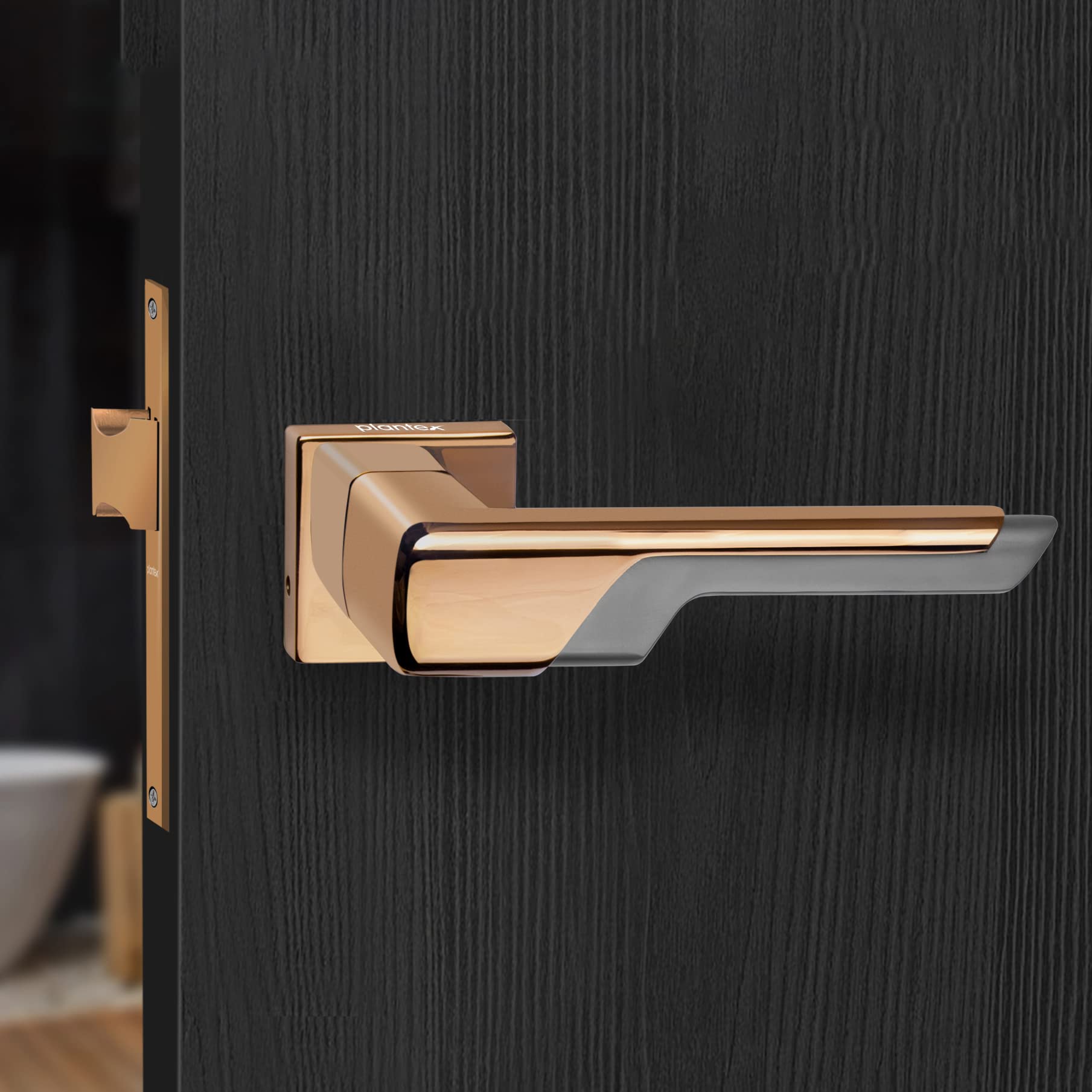Plantex Heavy Duty Door Lock – Bathroom Door Lock/Mortise Keyless Handle Set for Home/Bathroom/Store Room/Balcony/Office with Baby Latch (7093 – PVD Choco & Satin Black Matt) — Amazon image 4