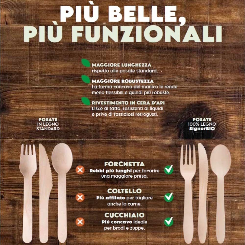 Cucchiai in legno di betulla 16 cm monouso biodegradabili 100% Naturale 400 pezzi