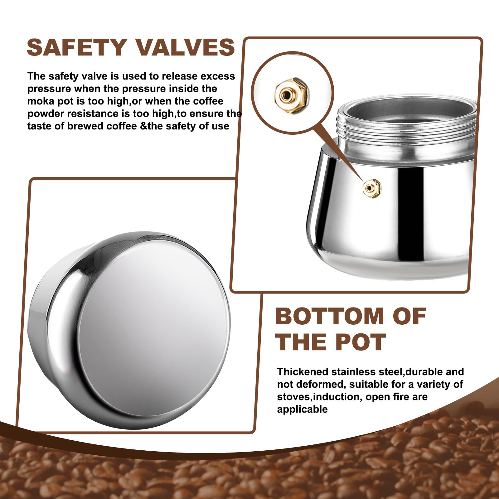 Cafetera Espresso de 9 Taza de Acero Inoxidable Moka Pot Cafetera Espresso Percoladora Cafetera Italiana Capaz Cafetera Moka Cafe Classic Maker Para el Hogar y Camping 450ml 15oz
