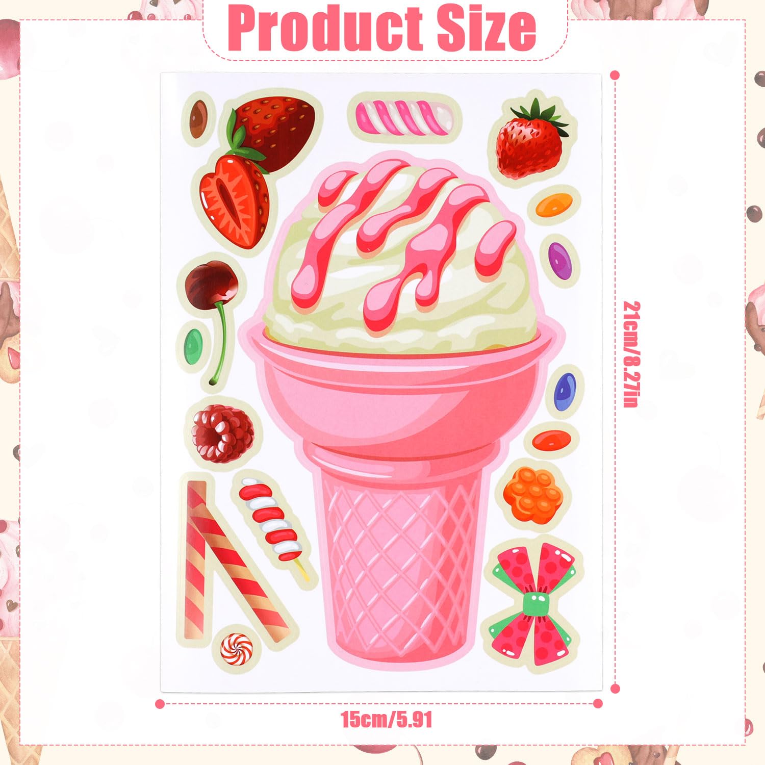 Boutique de desserts crème glacée 3D I129 autocollants de fenêtre