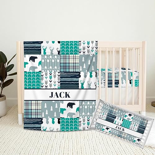 Juego de ropa de cama personalizado para cuna para bebés, juego de ropa de cama personalizado para cuna con nombre, ropa de cama de guardería de