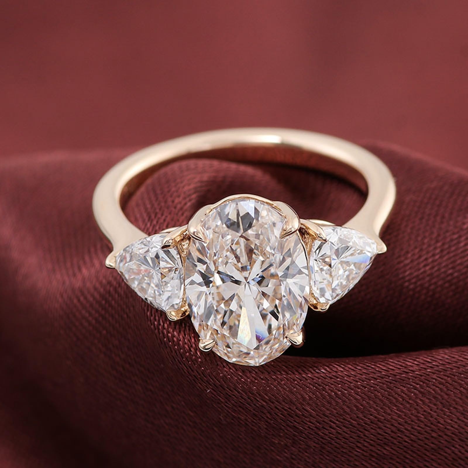 Anillo de oro amarillo para mujer, Moissanite, anillo de compromiso, oro auténtico 375/585/750, elegante anillo de boda de 9 K/14 K/18 K, oro con grabado para mujeres