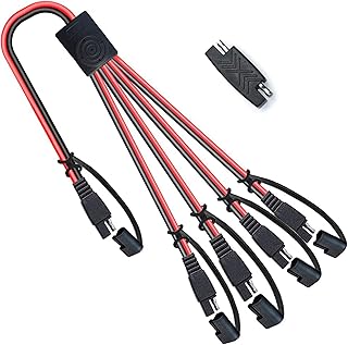 POWISER SAE 1 to 4 Extension Cable Quick Disconnect Connector, 1 SAE Polarity Reverse Adaptors, for Automotive, Solar Panel SAE Plug