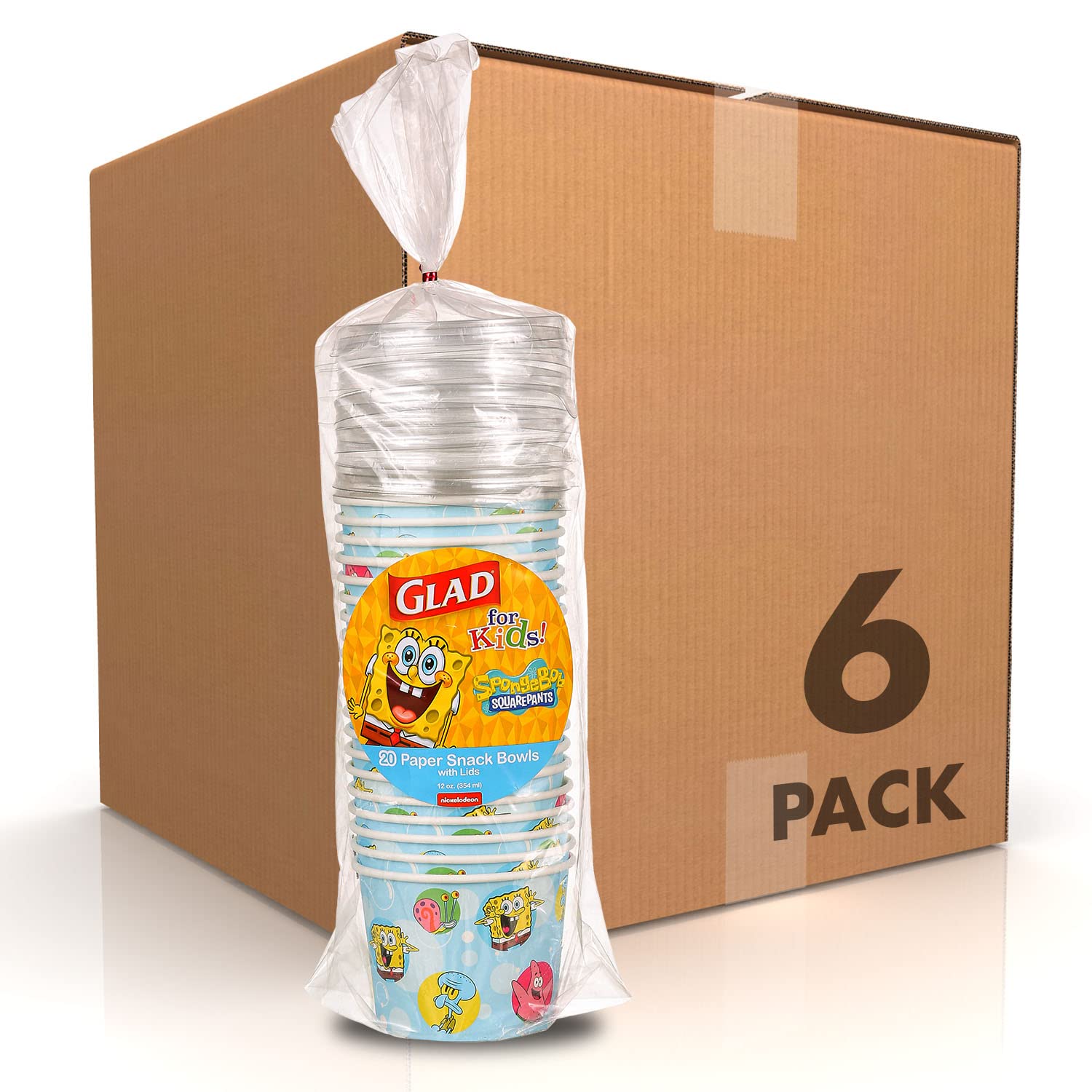 Glad for Kids SpongeBob SquarePants Paper Plates, 20 Count, 8.5 Inches-Bubbles SpongeBob Plates for Kids-Heavy Duty Disposable Paper Plates for All Occasions-Kids Plates, SpongeBob Party Plates