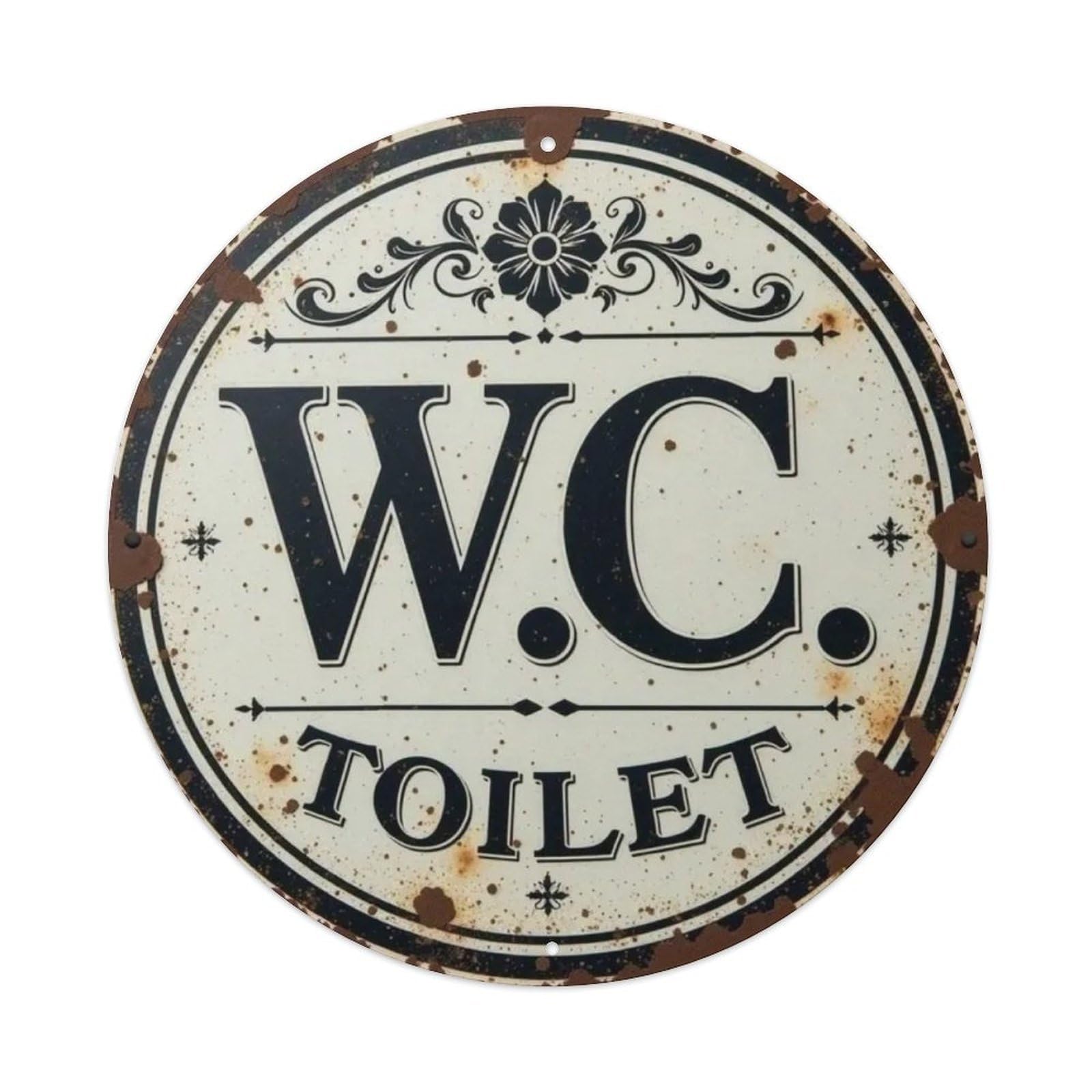 Igtefte Vintage Rustic Wc (Toilet) Tin Sign Style Home Bar Garden Wall Plaque Decor Metal Poster 8X8 Inch