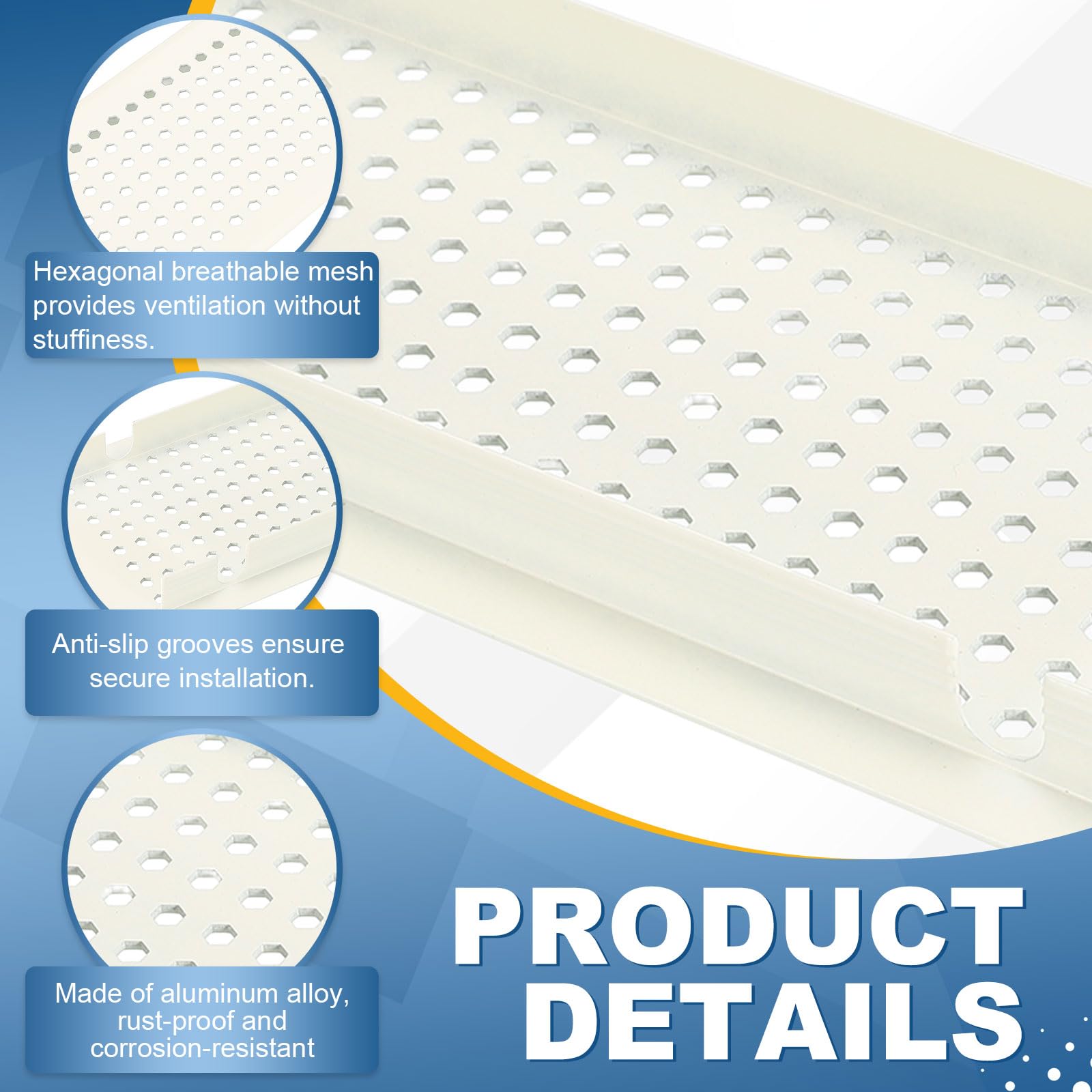 QUARKZMAN QUARKZMAN Cubierta De Rejilla De Aire 24X3" Color Blanco|Puertas LxAn Rejilla De Ventilación Para Gabinete De Dos Lados Resistente Y A Prueba De Óxido Aberturas 22.24X2.52
