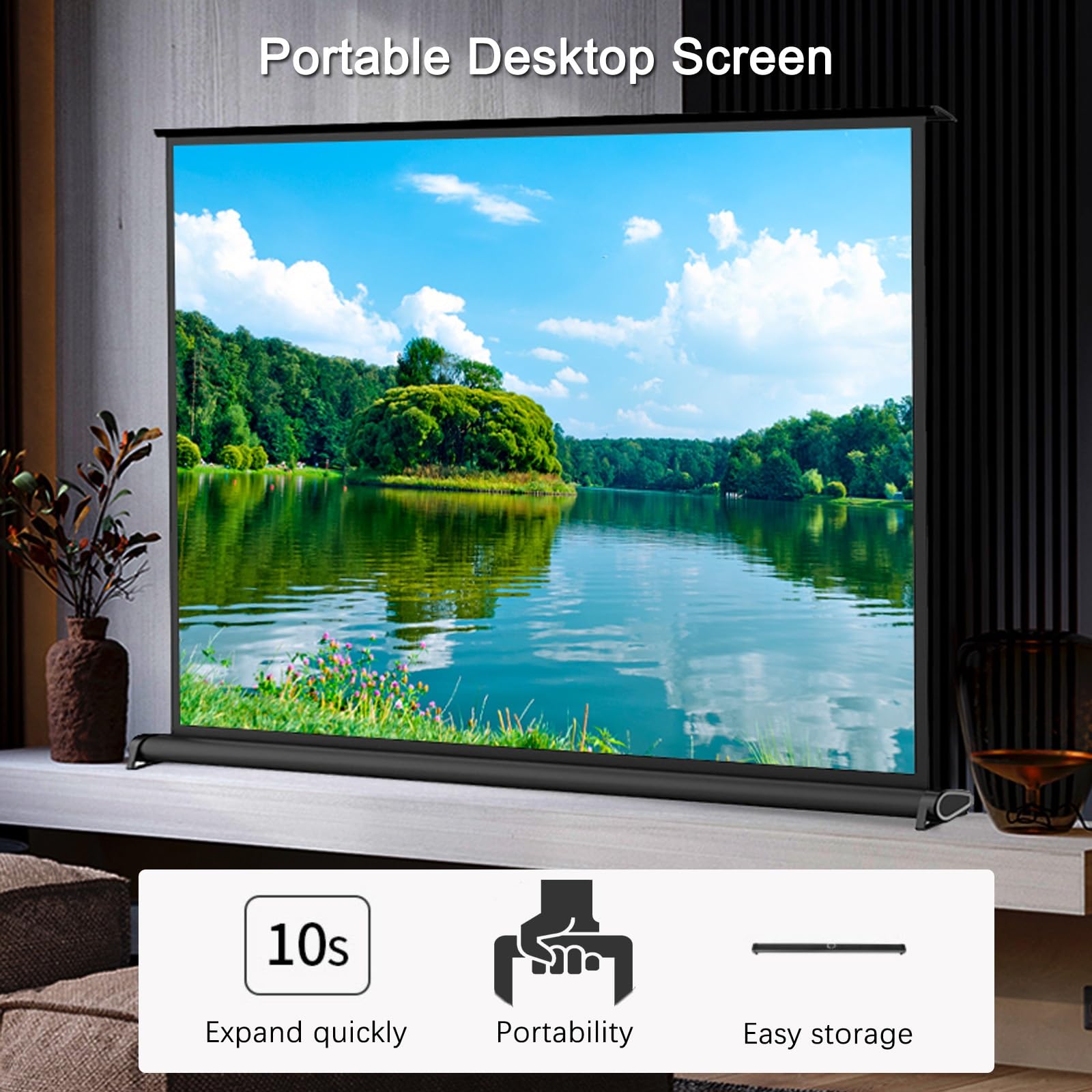 Schermo Di Proiezione Portatile Da 30 40 50 Pollici, Schermo Proiettore Estraibile, Schermo Di Proiezione A Pavimento per Home Theater Cinema Campeggio, Design Compatto, Formato 4:3 16:9(16:9,30")