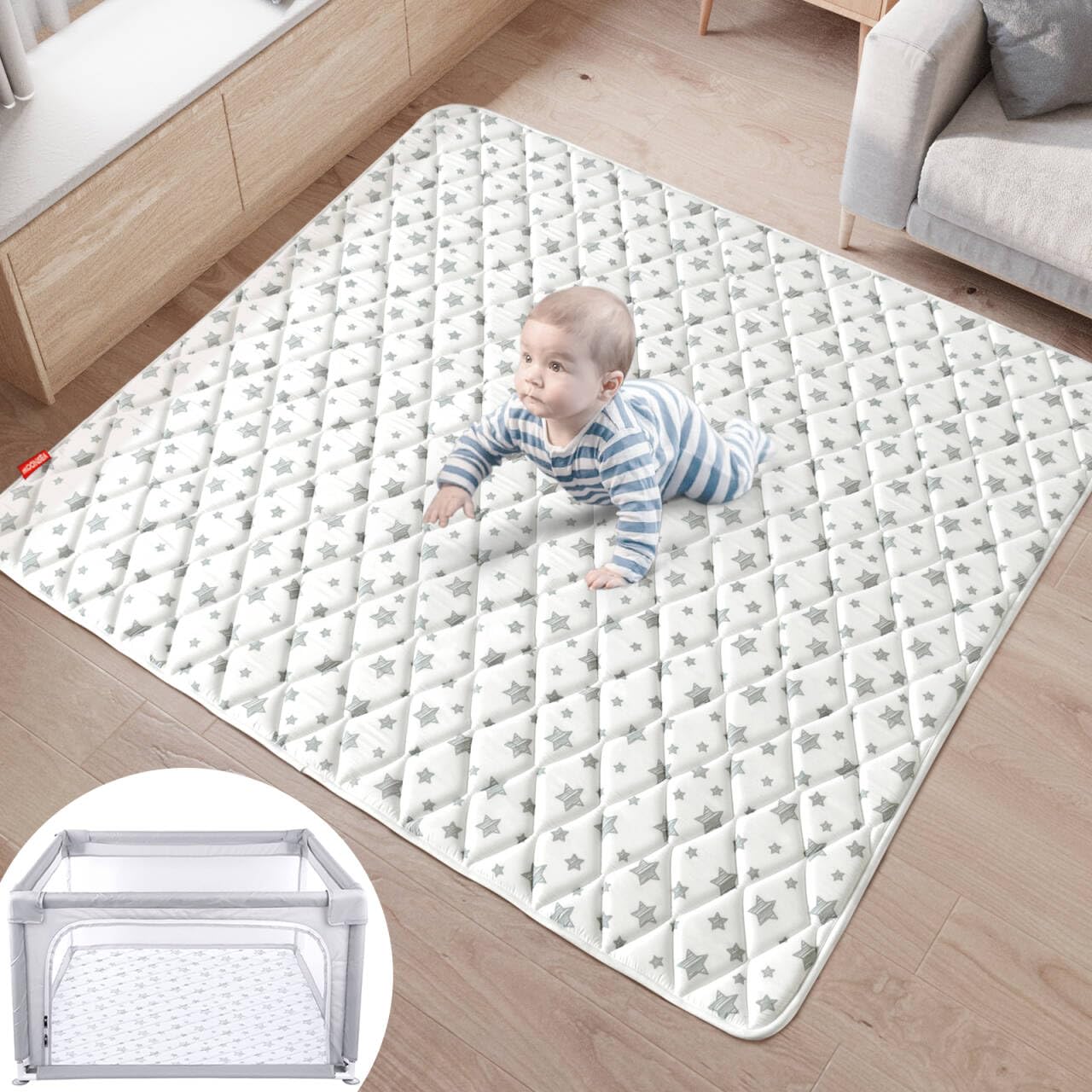 Premium Foam Baby Play Mat, 50''x50'' Playpen Mat, One-Piece Crawling Mat for Babies, Infant and Toddler, Baby Floor Play Mat