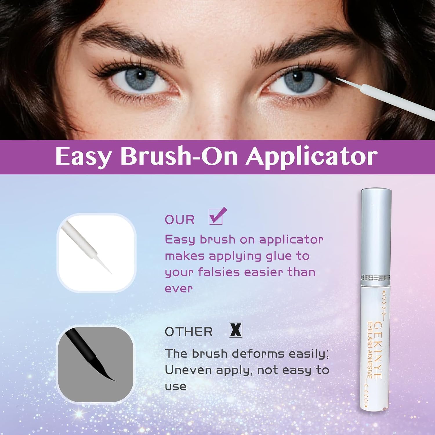 Lash Glue Good Eyelash Adhesive: Gekinye Strip Lash Adhesive Long Lasting for 24 Hours - Waterproof Eyelash Glue White-Clear 0.18oz