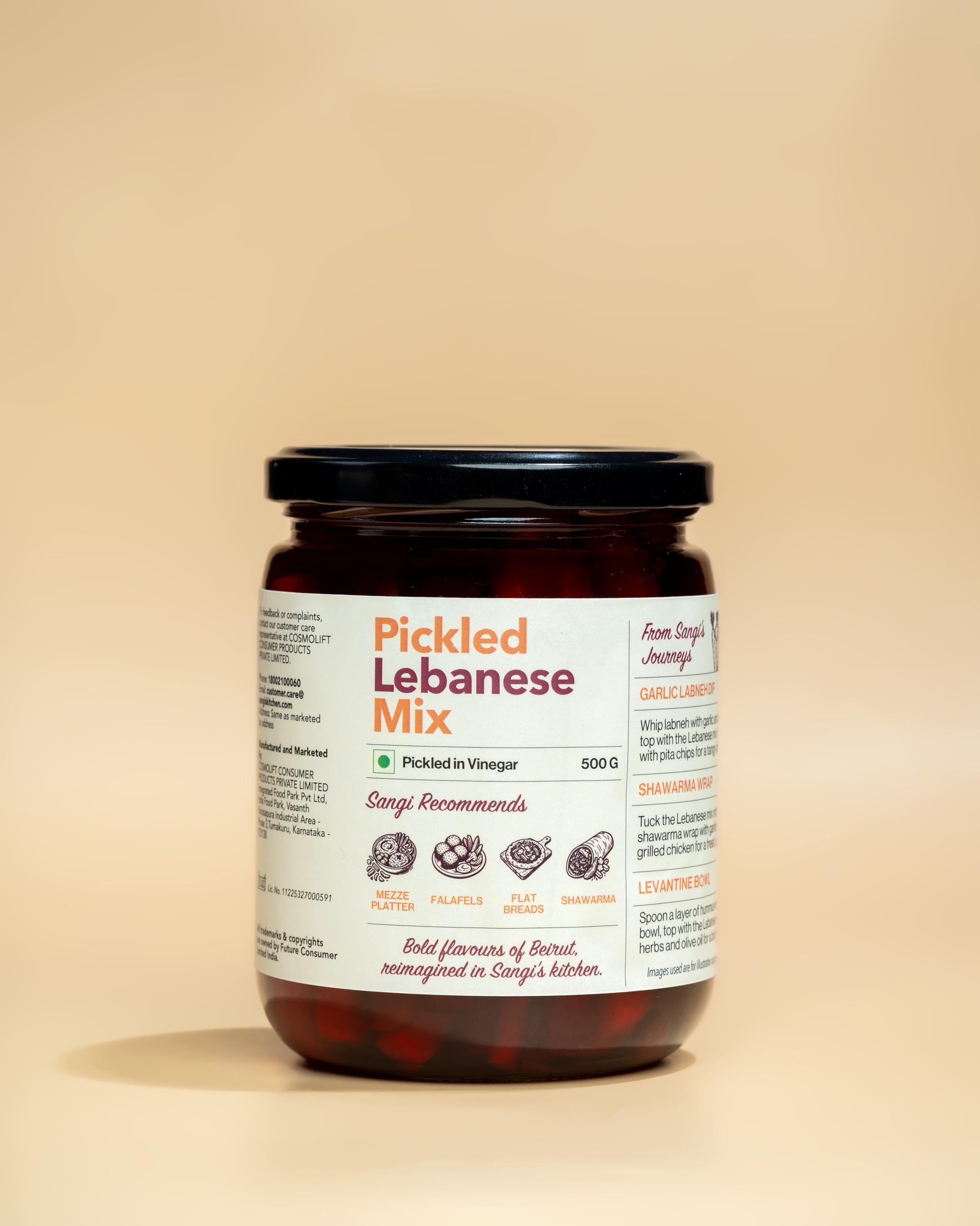SANGI'S KITCHEN Pickled Lebanese Mix | Authentic Middle Eastern Mixed Vegetable Pickle | Carrot, Beetroot & Cucumber Pickle in Vinegar Brine | Crunchy & Tangy Gourmet Pickle | Ready to Eat | No Artificial Colours-image-41