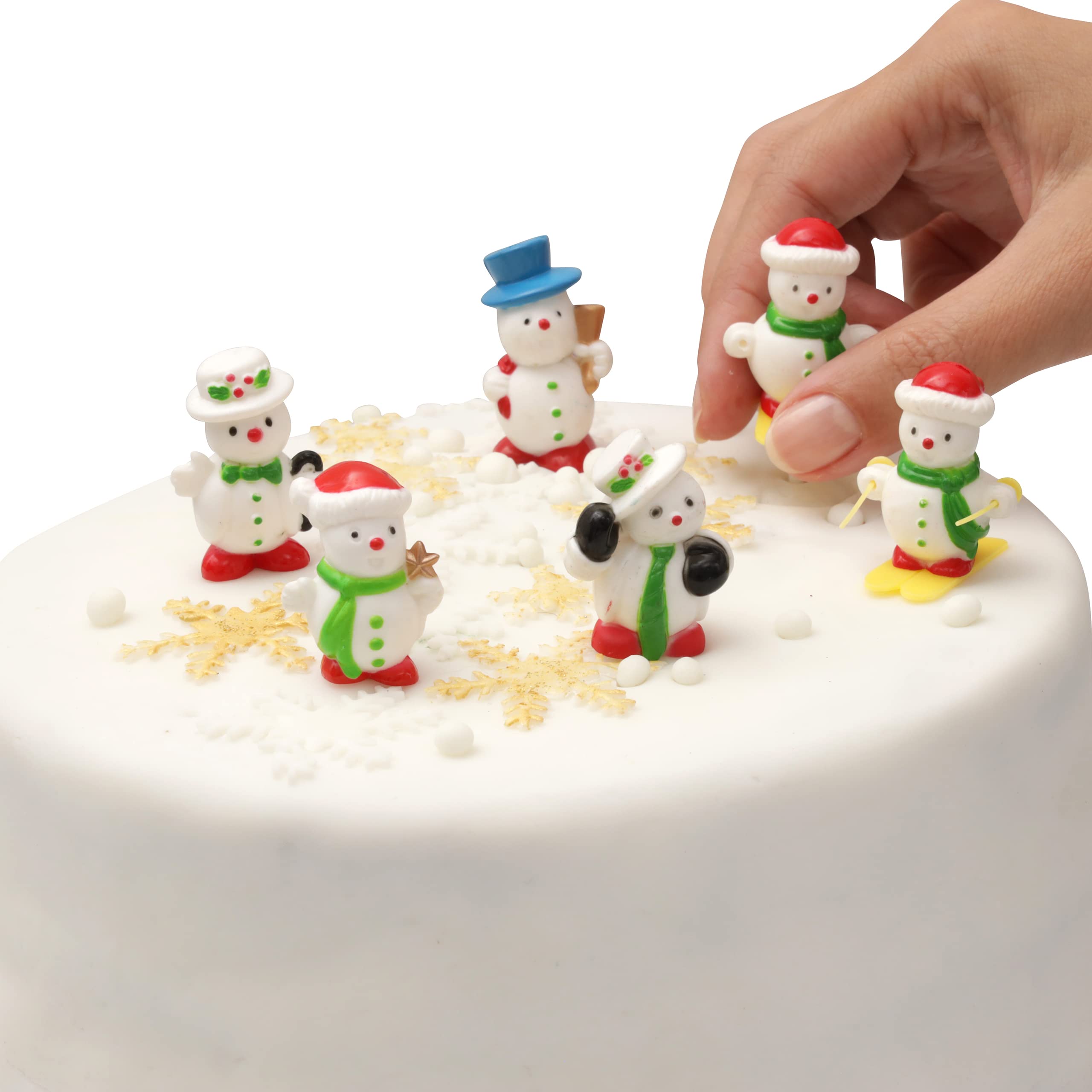 Evelay Cake Toppers Merry Snowman 6 Pieces Cupcake Toppers Multi Purpose Decoration (Snowmen) — image 1
