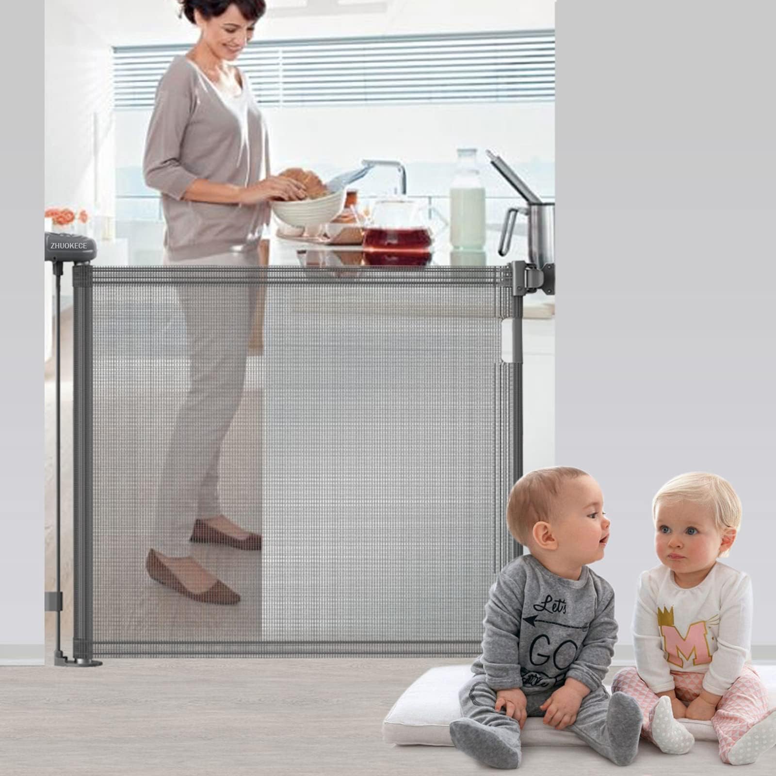 Baby Gate for Stairs No Drilling, 43.3" W x 28.3" H Build a