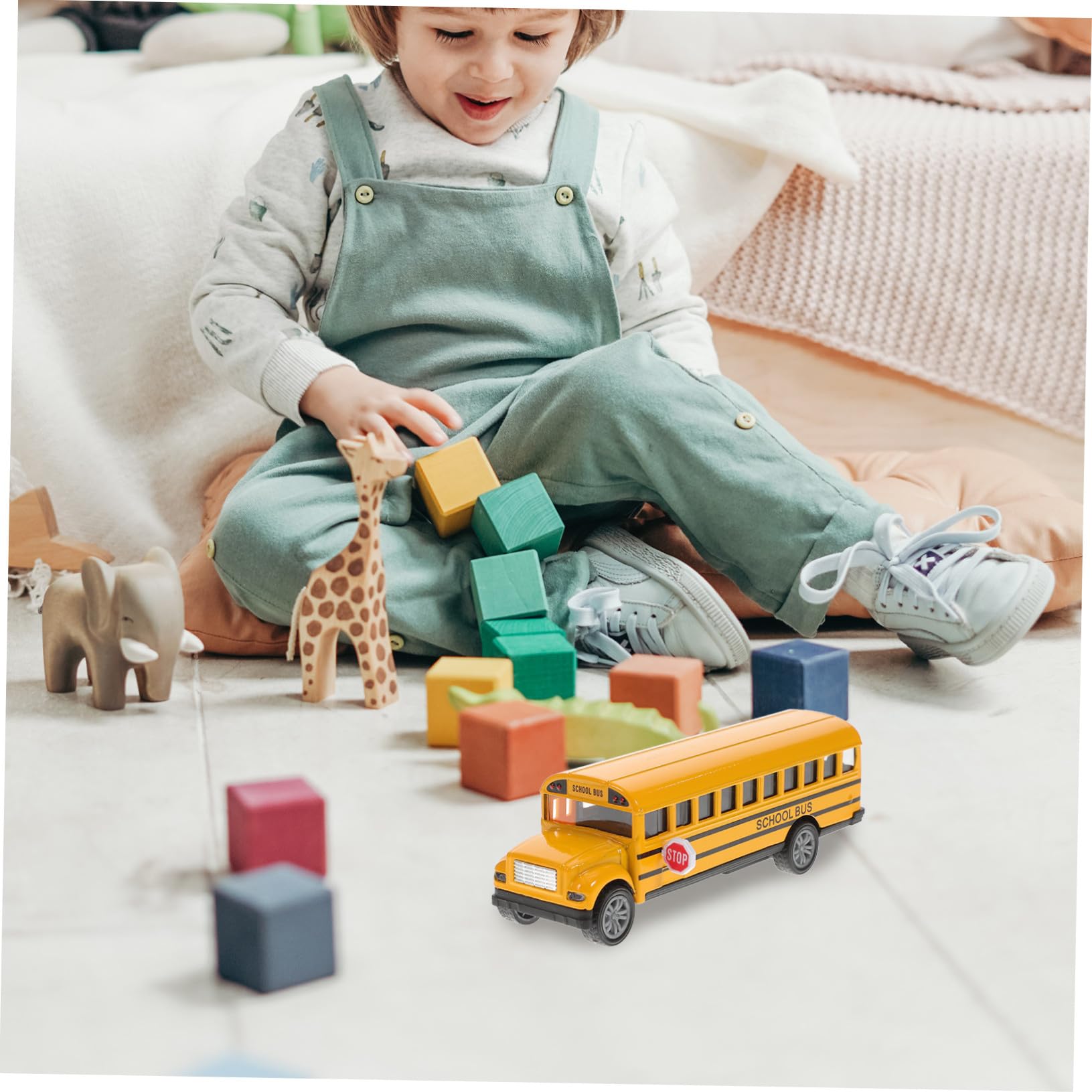 ORFOFE Bus Scolaire à Rétrofriction en Alliage Portes Ouvrantes, Lot de 2