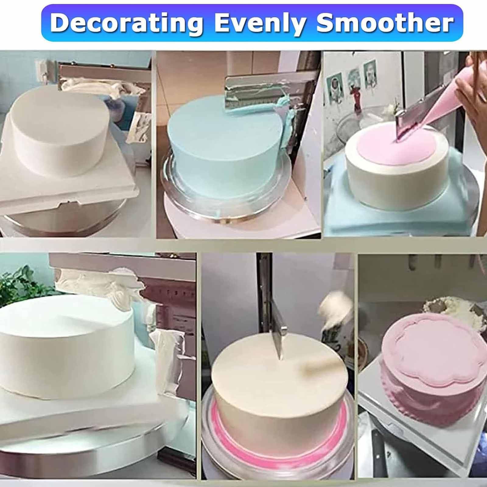 Automatique D'épandeur Décoration Crème Niveleur,Réglable Gâteau Grattoir Crème Spatule Outil De Cuisson Edges Lisseur Machine Glaçage Gâteau d'anniversaire