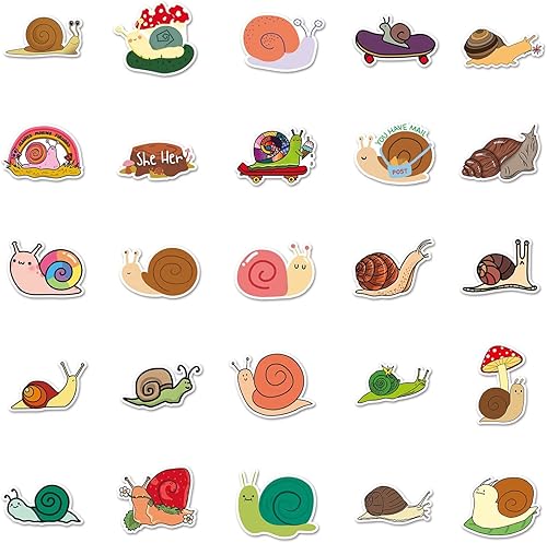 Miniatura 6 de 50 calcomanías de caracol impermeables a la moda estéticas lindos animales caracol de vinilo adecuadas para laptop patineta guitarra botella de agua