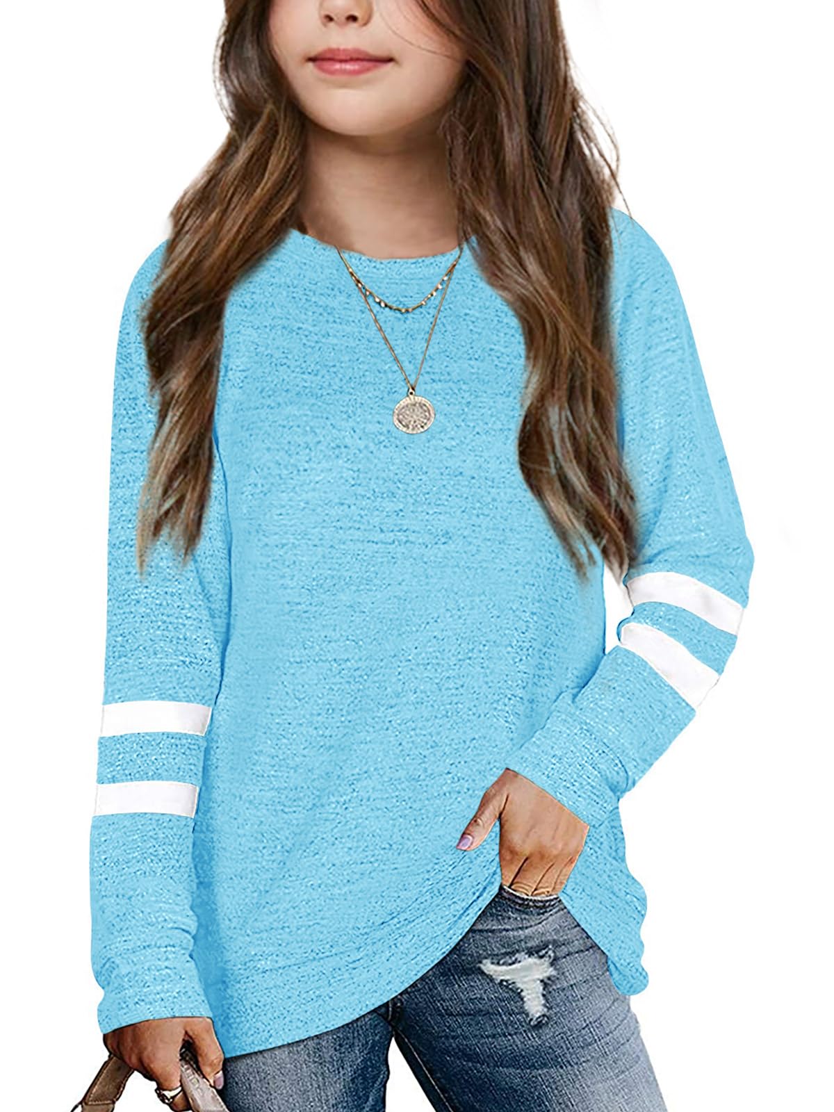 Apbondy Girls Shirts Casual Long Sleeve Crewneck Loose Sweatshirts
