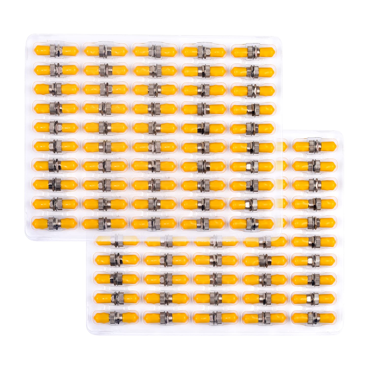 Lot de 100 coupleurs en fibre optique ST vers ST monomode, capuchon jaune