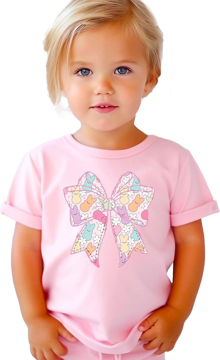 Pastel Easter Bow Shirt for Youth and Toddler Girls Adorable Brunch Easter Tee