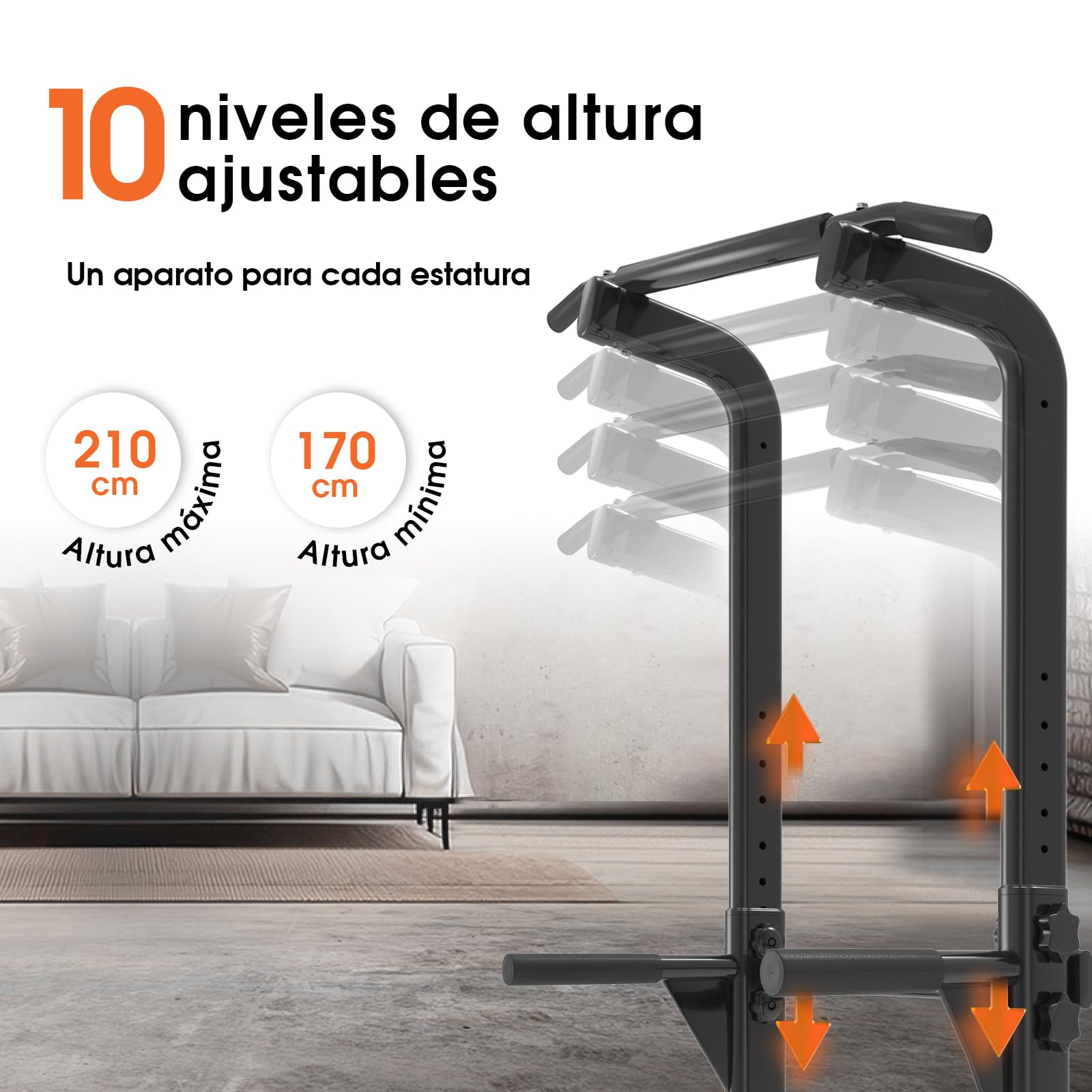 DH FitLife Power Tower Dip Station | Barra de Dominadas Independiente | Estación de Fondos | Barras Paralelas para Espalda | Estación de Entrenamiento Multifuncional | Power Rack Para Gimnasio en Casa