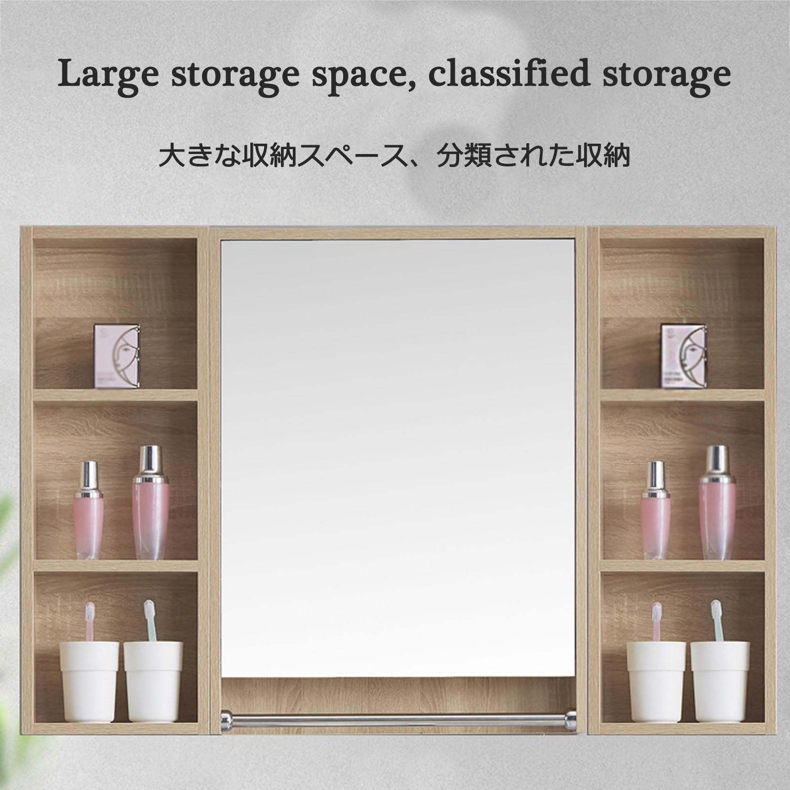 Hängeschrank Spiegelschrank Fürs Bad ，Badezimmerschrank Mit Spiegel，Massivholzmaterial, Hochauflösender Spiegel, Mehrschichtige Lagerung, Robust Und Langlebig(White,80cm/31.4in)