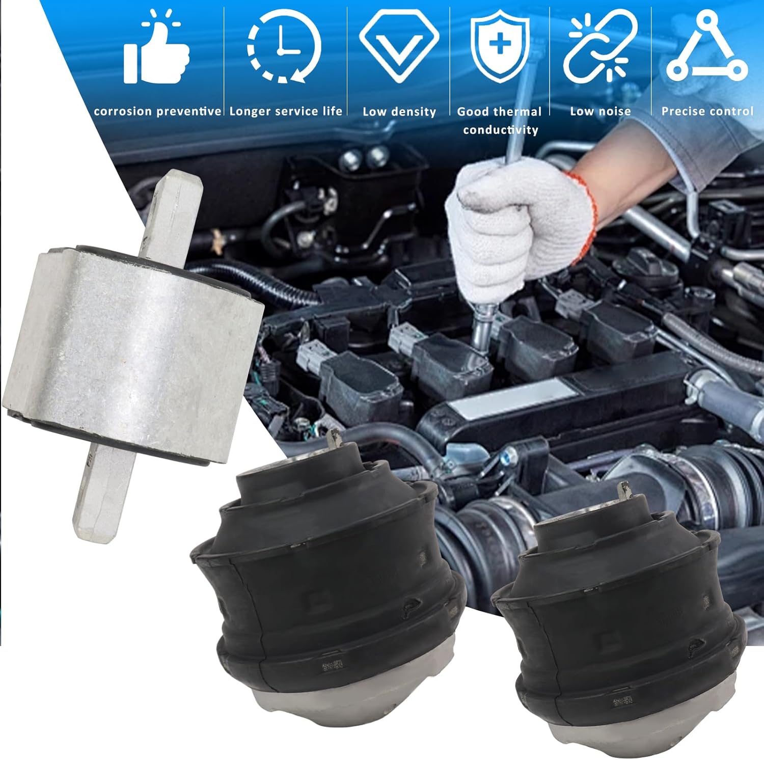 3Pcs Hydraulic Engine and Transmission Mount Set Compatible with Mercedes Benz C280 C43 CL55 CL500 CLK350 CLS55 E320 E430 E500 S430 S500 SL500 2022404917 2032400517