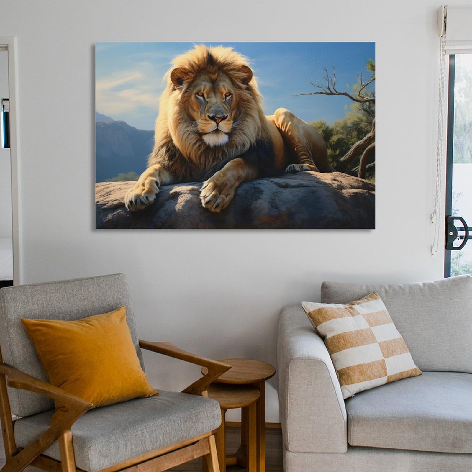 CHDITB Leone Wall Art – Poster Su Tela Con Famiglia Di Leoni, Quadro Motivazionale Per Soggiorno E Ufficio, Pronto Da Appendere, Dimensioni Da Verificare