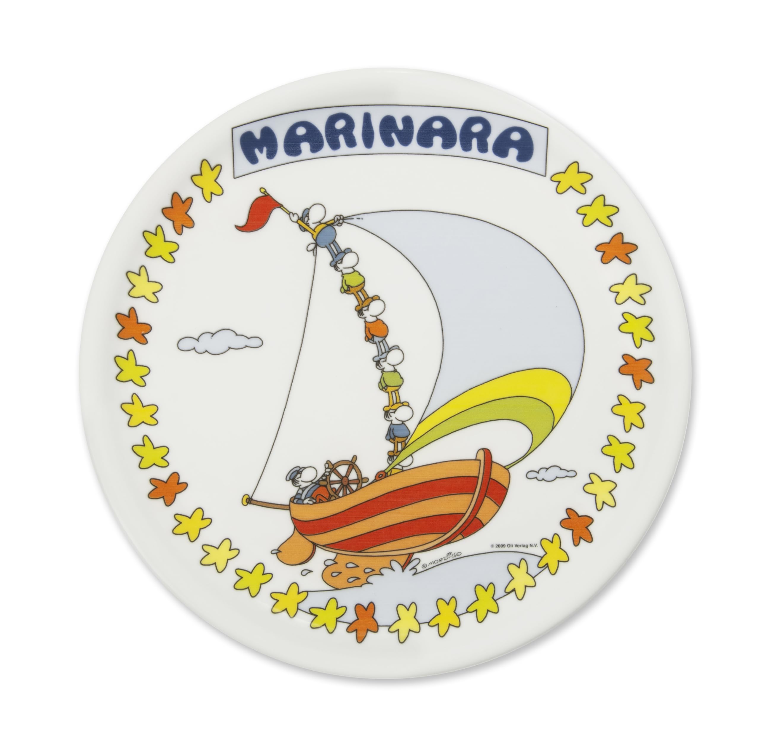 Excelsa Mordillo Set 6 Piatti Pizza in Porcellana, Decorati con Personaggi, 30,5 cm