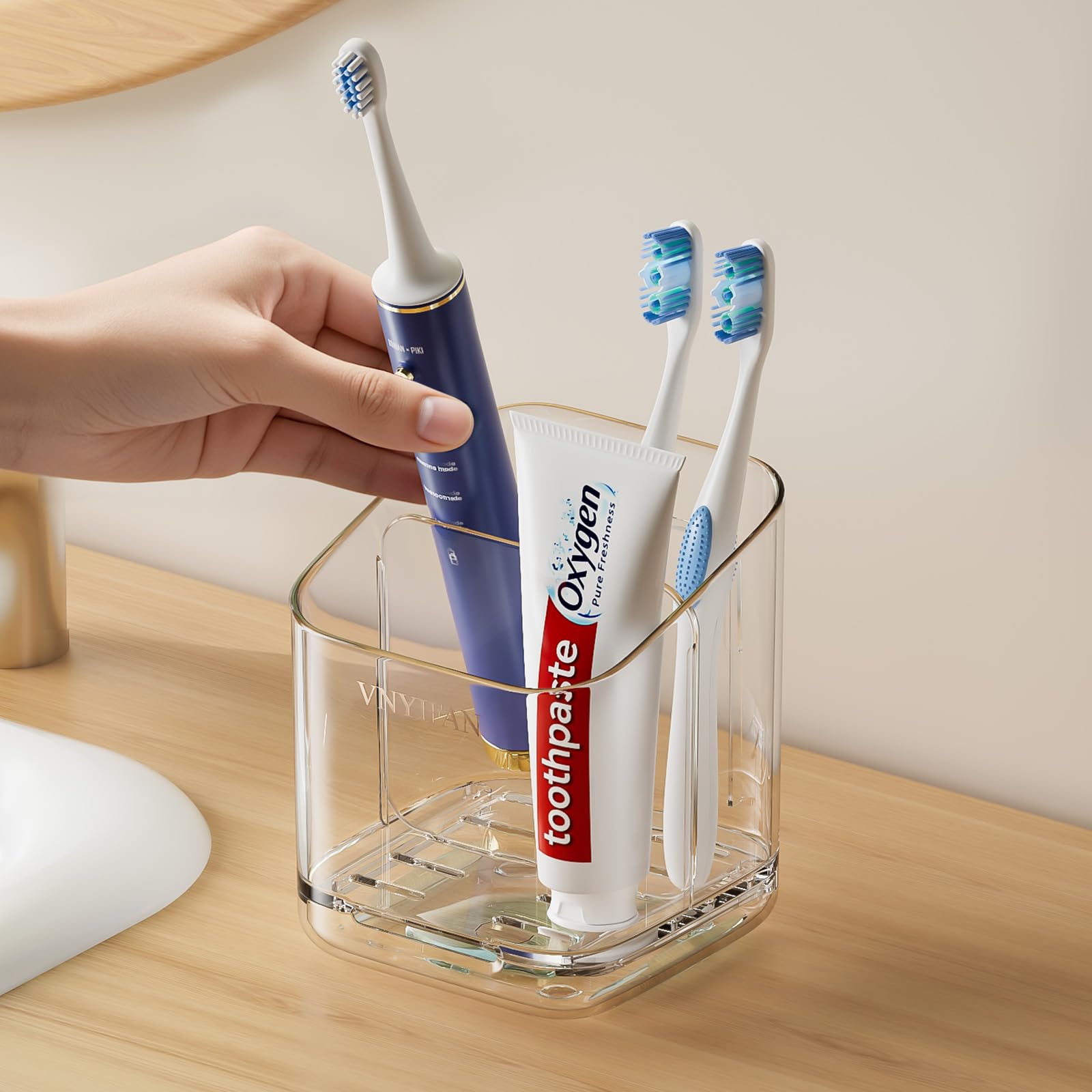 3 Slots Toothbrush Holders with Detachable Dividers for Bathrooms