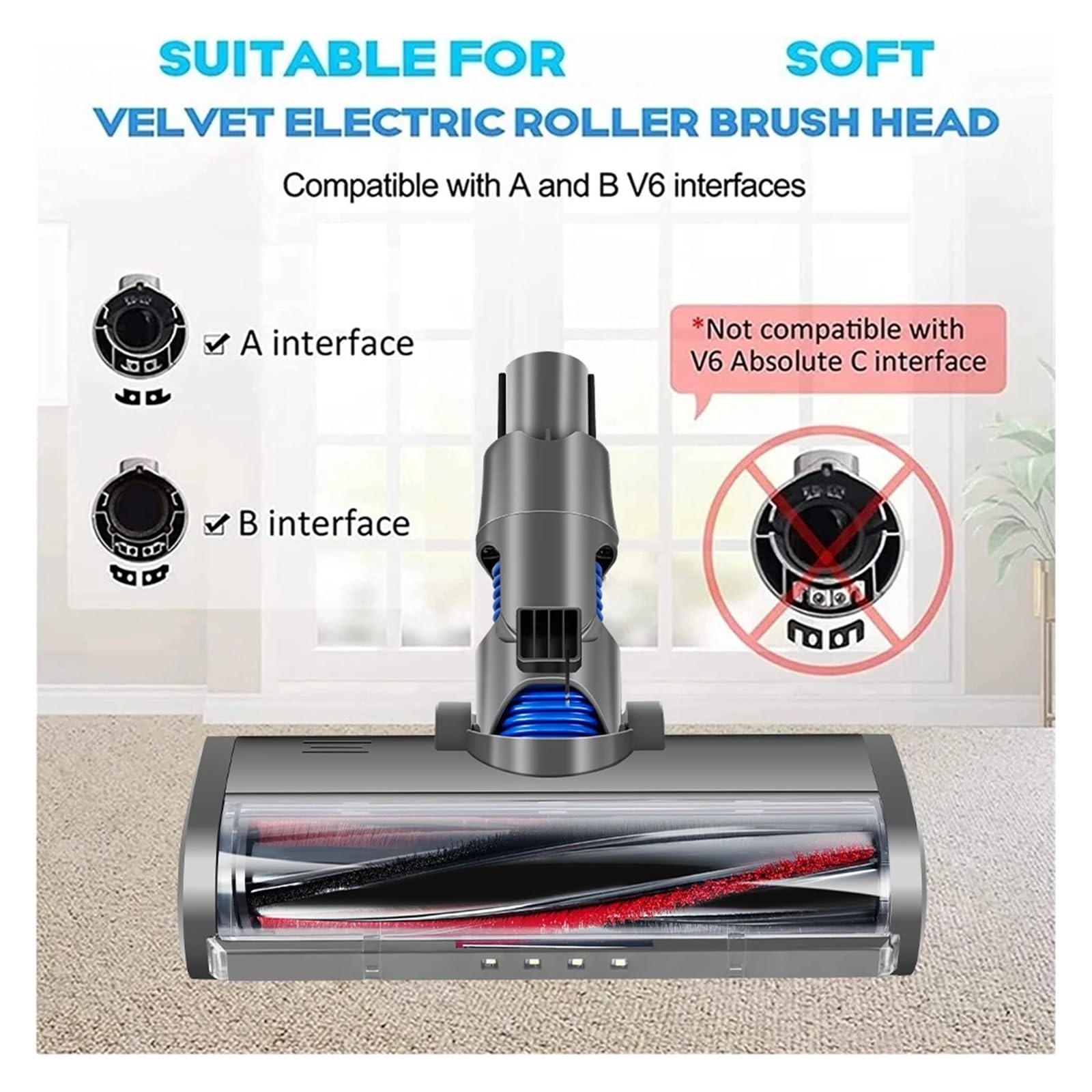 Compatible Con Dyson V6 DC58 DC59 DC61 DC62 Cepillo De Rodillo Eléctrico De Liberación Rápida Con Cepillo De Cerdas For Barredora De Rodillos Cabezal De Rodillo Accesorios For Cepillos For Alfombras Y