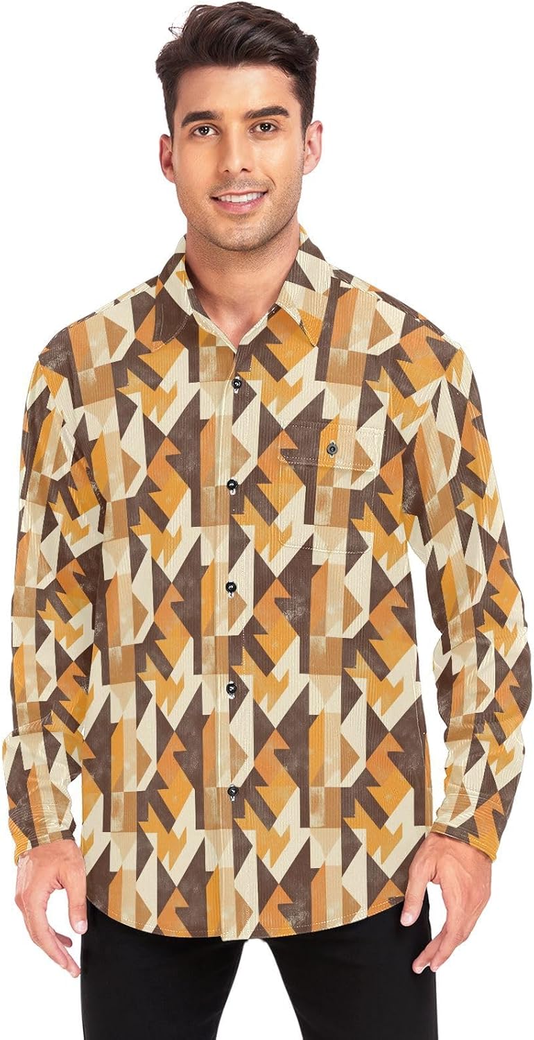 KLL Houndstooth Brown Classical Ladies Mens Wrinkle Free Rugby Shirts Beach Long Sleeve Blouses