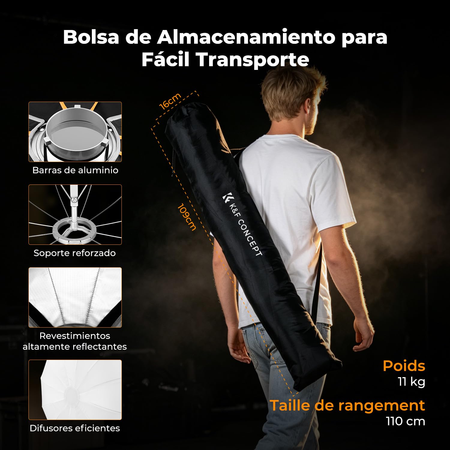 K&F CONCEPT Lantern Softbox 35.4"/90cm Prof. Ajustable Liberación Rápida | Kit Iluminación Montura Bowens, Modificador Luz Suave para Cine, Retratos, Entrevistas LL02