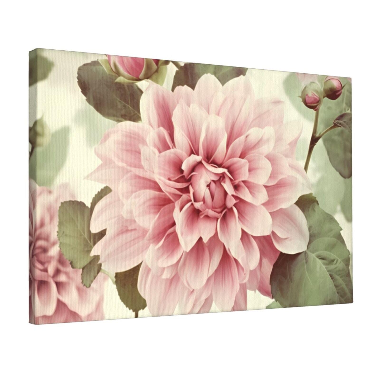 DWVTSLH Beautiful vintage pink flower Poster Paintings Canvas Wall Art Bedroom Prints Home Decor Hanging Picture Modern Home Artworks Aesthetic for Living Room Office Wall Decor 12x18in Unframed