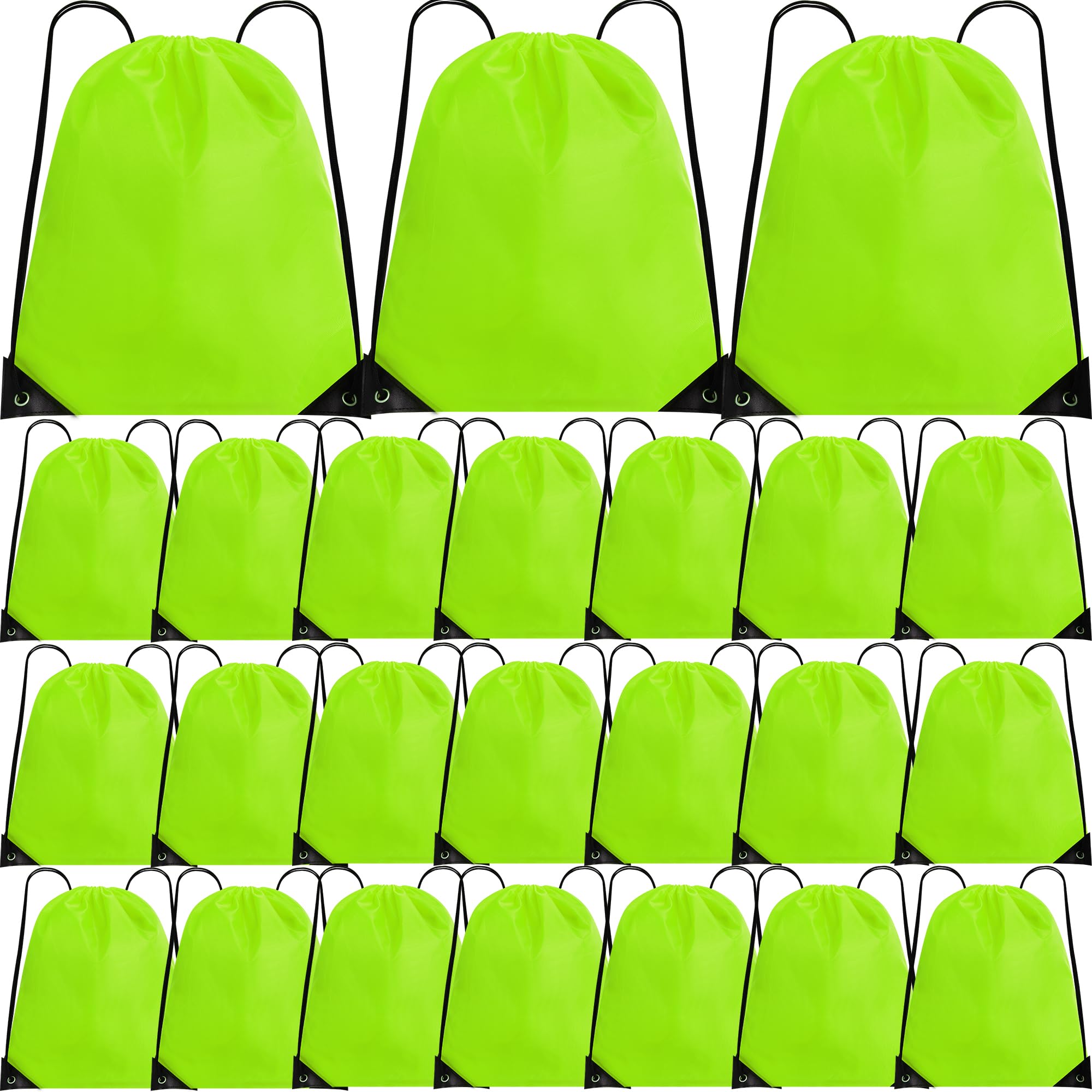 24 mochilas con cordón, bolsas de cuerda, bolsa deportiva con cordón, bolsas de cincha a granel, Verde (Bright Green), L, Deportes, ocio, moda