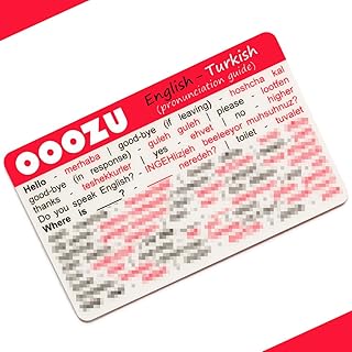 OOOZU Turkish Language Cards - 2 Card Pack - Essential Words And Phrases For Holidays And Travel To Turkey - Lightweight Credit Card-Sized Phrasebook/Phrase Book Alternative