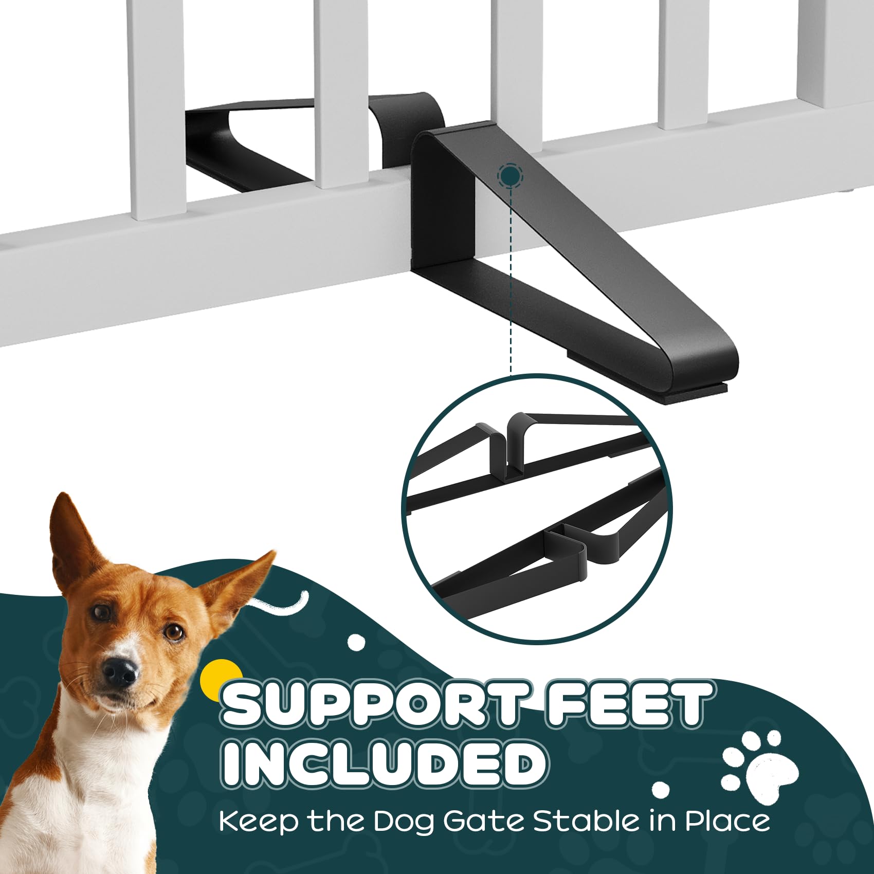 Semiocthome Puertas de bambú independientes para perros, 2 paneles, puertas interiores para cachorros, 24 pulgadas de alto, blanco