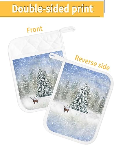 Miniatura 2 de Christmas,2Pcs Pot Holders for Kitchen,Non Slip & Heat Insulation Terry Cloth Potholder Set with Pocket,Thick Hot Pad Oven Mitts Coaster for Baking