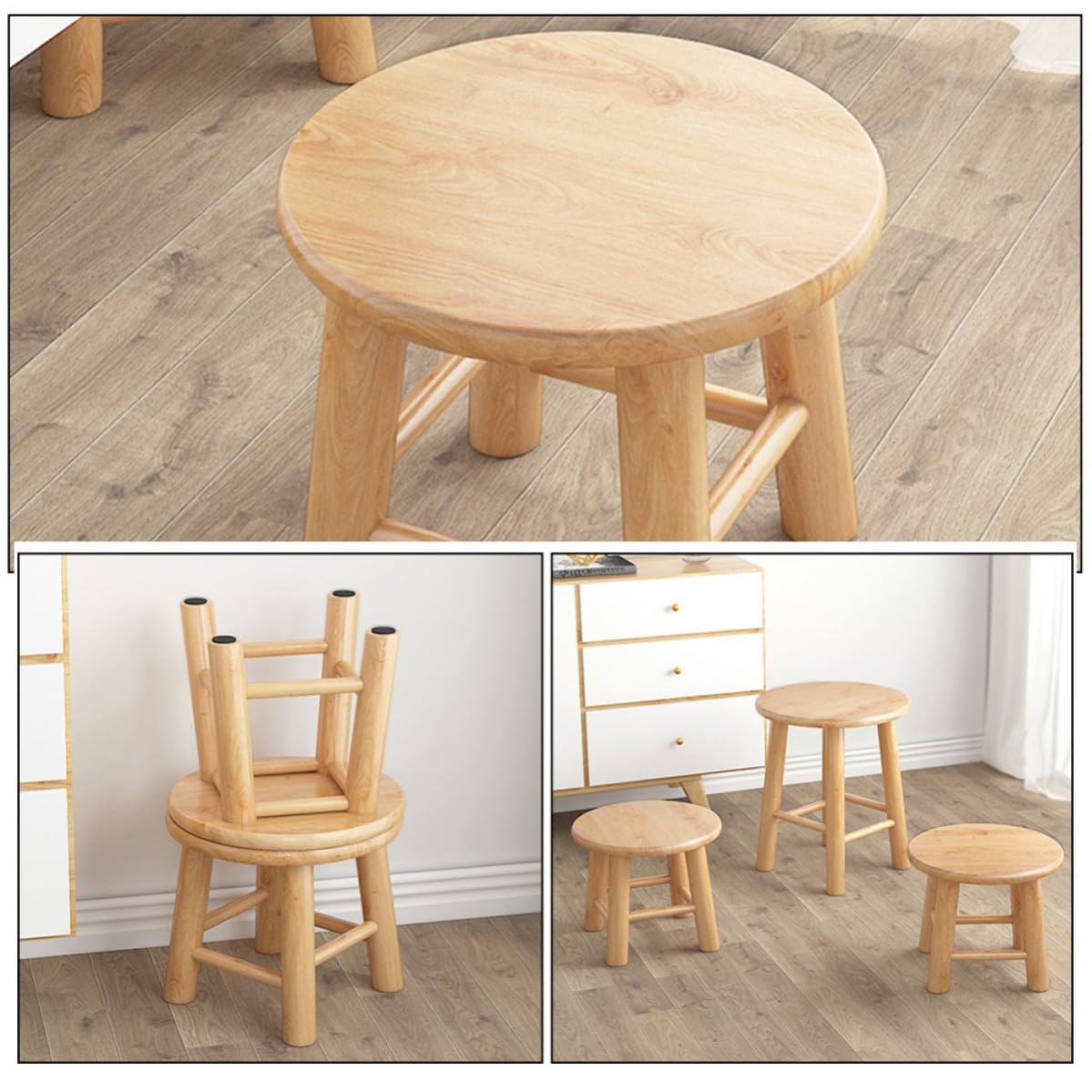 Tritthocker aus Massivem Holz Leichter und Einfach zu Bewegender Holzfußschemel für Zuhause und Picknick Stabiler Kleiner Holzhocker