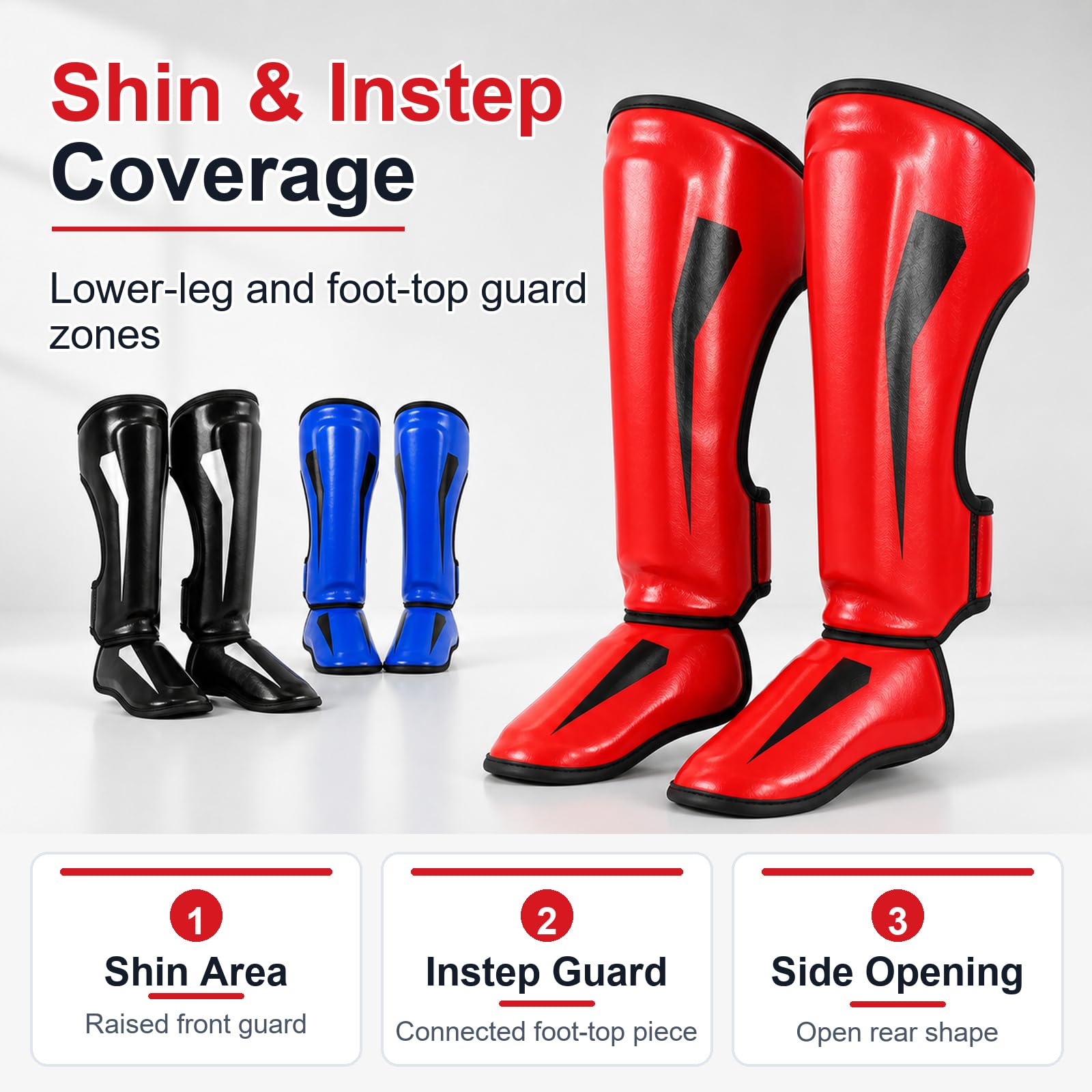 Piedi Protezione Shin Guard,Parastinchi Muay Thai,Parastinchi per Arti Marziali,Regolabili,Comodo,Traspirante,per Boxe,Muay Thai,Sport da Combattimento e Allenamento Quotidiano