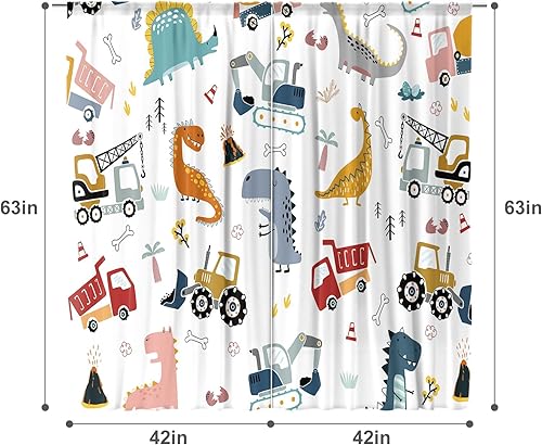 Miniatura 63 de MESHELLY Cortinas de safari para niños, 42 pulgadas de ancho x 63 pulgadas de alto, bolsillo para barra, lindos animales de dibujos animados