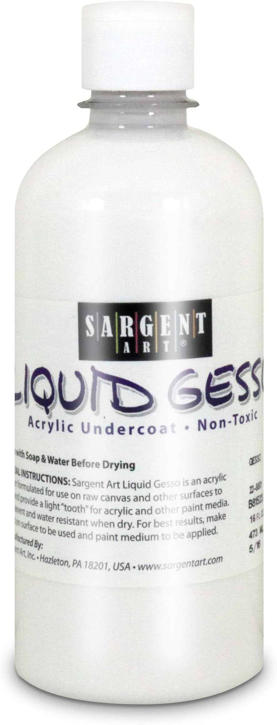 Sargent Art 16Ounce Gesso, Nontoxic, Water Resistant
