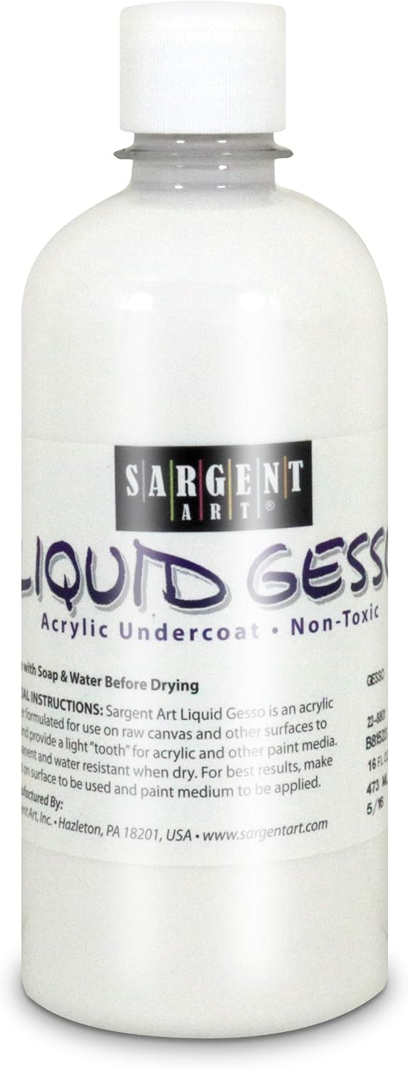 Sargent Art 16-Ounce Gesso, Non-toxic, Water Resistant, Acid Free, Great Surface Primer, White