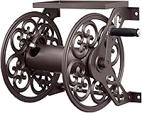 Liberty Garden 708 Bronze Steel Wall Mount Hose Reel - 125 ft 5/8" Capacity, Weather-Resistant with Storage Shelf