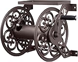 Liberty Garden 708 Steel Decorative Wall Mount Garden Hose Reel, Holds 125-Feet of 5/8-Inch Hose - Bronze