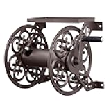 Liberty Garden 708 Steel Decorative Wall Mount Garden Hose Reel, Holds 125-Feet of 5/8-Inch Hose - Bronze