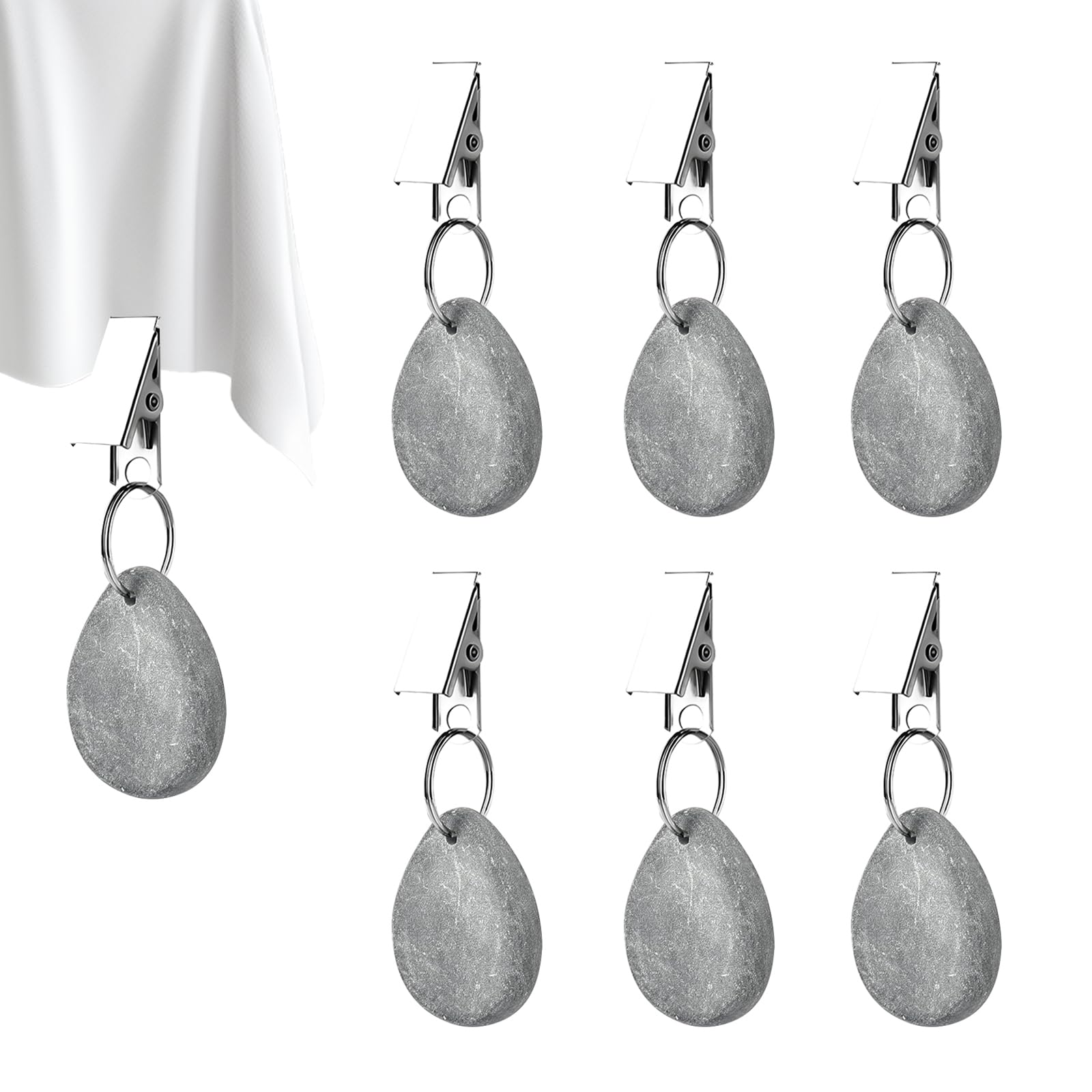 Set 8 Pesi Per Tovaglia In Marmo Naturale - Forma A Goccia Con Clip, Per Esterno E Interno, Decorazione Tavola - Foto 3